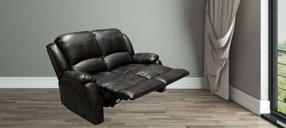 Lorraine Bel-Aire Deluxe Ebony Reclining Love Seat Both Seat Half Reclined by American Home Line